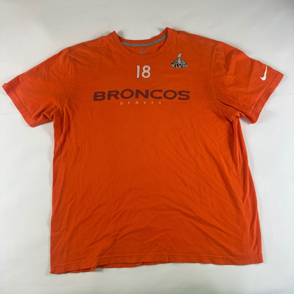Nike‎ Denver Broncos Peyton Manning 18 Super Bowl XLVIII Orange T Shirt XXL